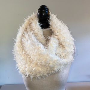 Fluffy White Infinity Scarf